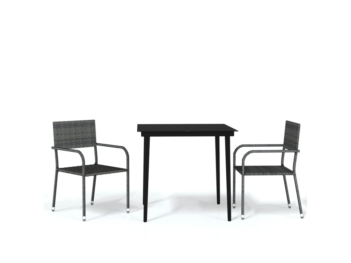 Garden Dining Set, Garden Dining Sets Vidaxl Cinzeto Rattan / Vime (mesa Com 80 Cm De Comprimento)
