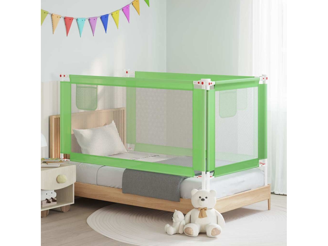 Vidaxl Barra De Segurança P/ Cama Infantil Tecido 160x25 Cm Verde