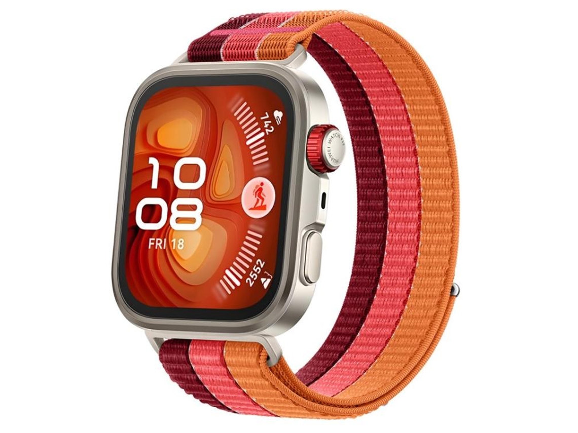 Bracelete Para Huawei Watch Fit 4 Pro / Fit 4 / Fit 3 - Nylon Trançado - Fecho De Velcro Triplo Vermelha