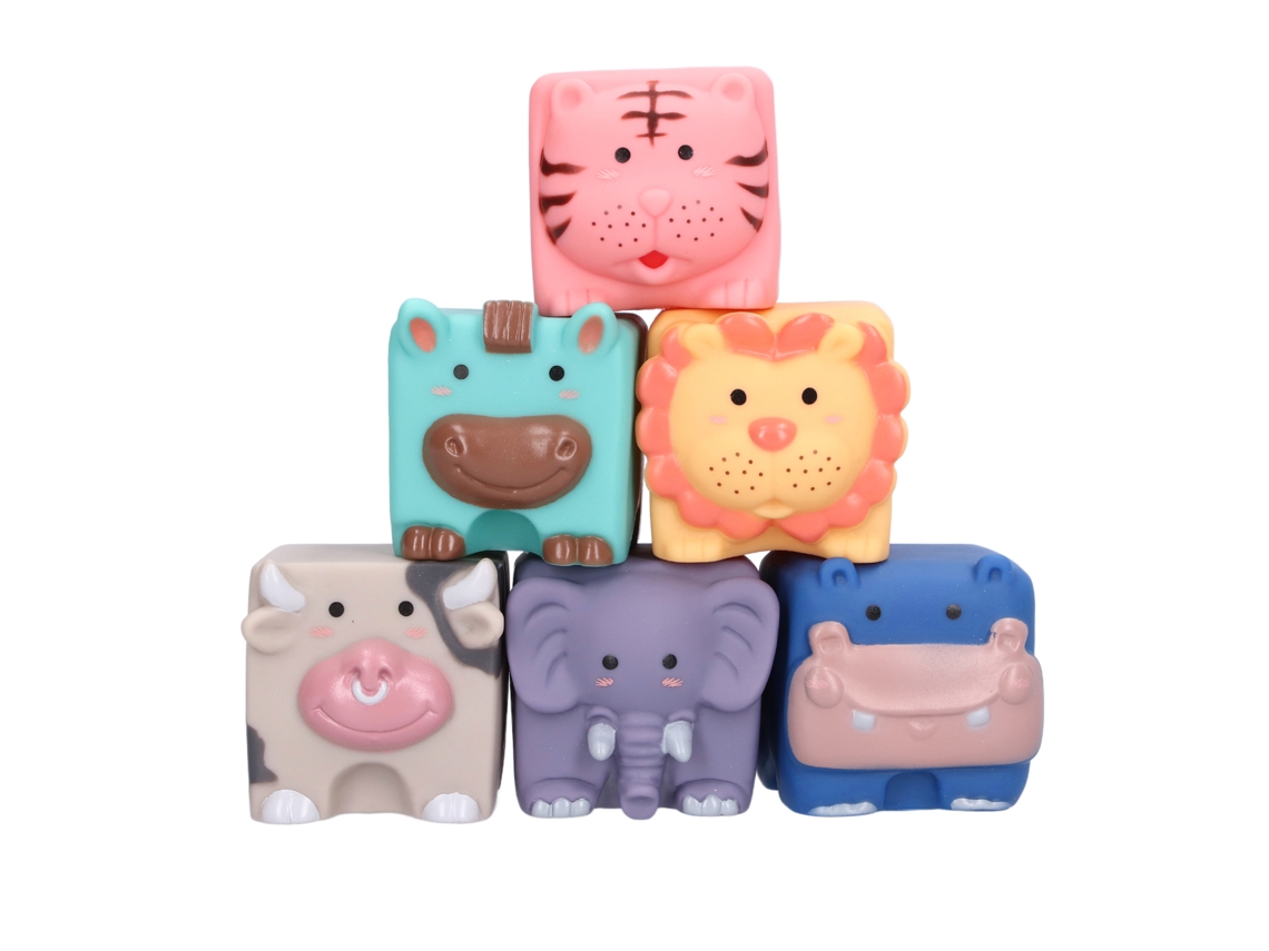 Mali blocos Macios de Montar com Padrões de Animais Embossados Brinquedos Sensoriais para Bebê