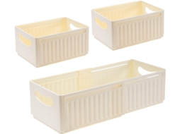 Conjunto De Caixas Organizadoras Multifuncionais - Cesto Dobrável De Plástico - Expansível - Gaveta 3 Peças 47,5×28×25cm