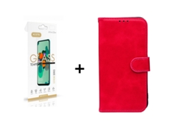 Pelicula De Vidro Normal Accetel Alcatel 1s 2019 E Capa Livro Premium Alcatel 1s 2019-vermelho-zt-5588