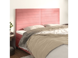Vidaxl Cabeceira Rosa 180x5x118/128 Cm Veludo