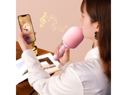 Microfone Inalámbrico Bluetooth HiFi, com 5 Modos de Luz Ambiente, para Crianças e Adultos, Rosa | S/MARCA