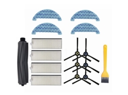 Conjunto de 16 Filtros Hepa, Escovas Laterais e Esfregões Principais para Aspirador de Pó Genio Deluxe 500 A7 A9s/ Dexp Lf800 BRILVIBERA