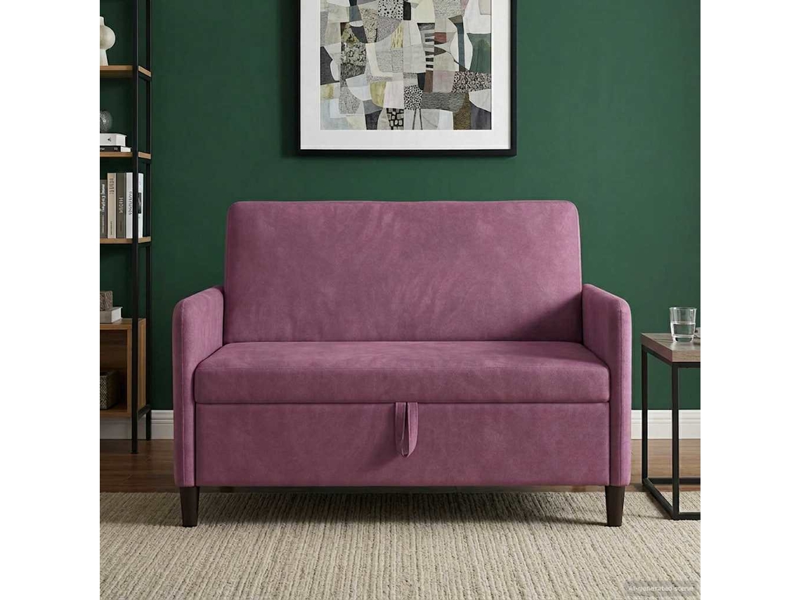 Vidaxl Sofa Com Armazenamento Roxo 122 X 78 X 87 Cm Poliéster