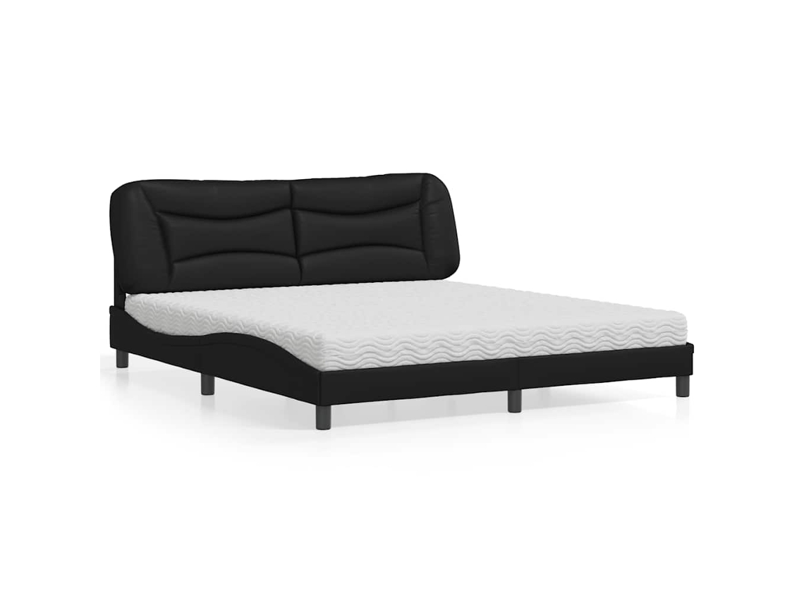 Vidaxl Cama Com Colchão Hvar 180x200 Cm Couro Artificial Preto