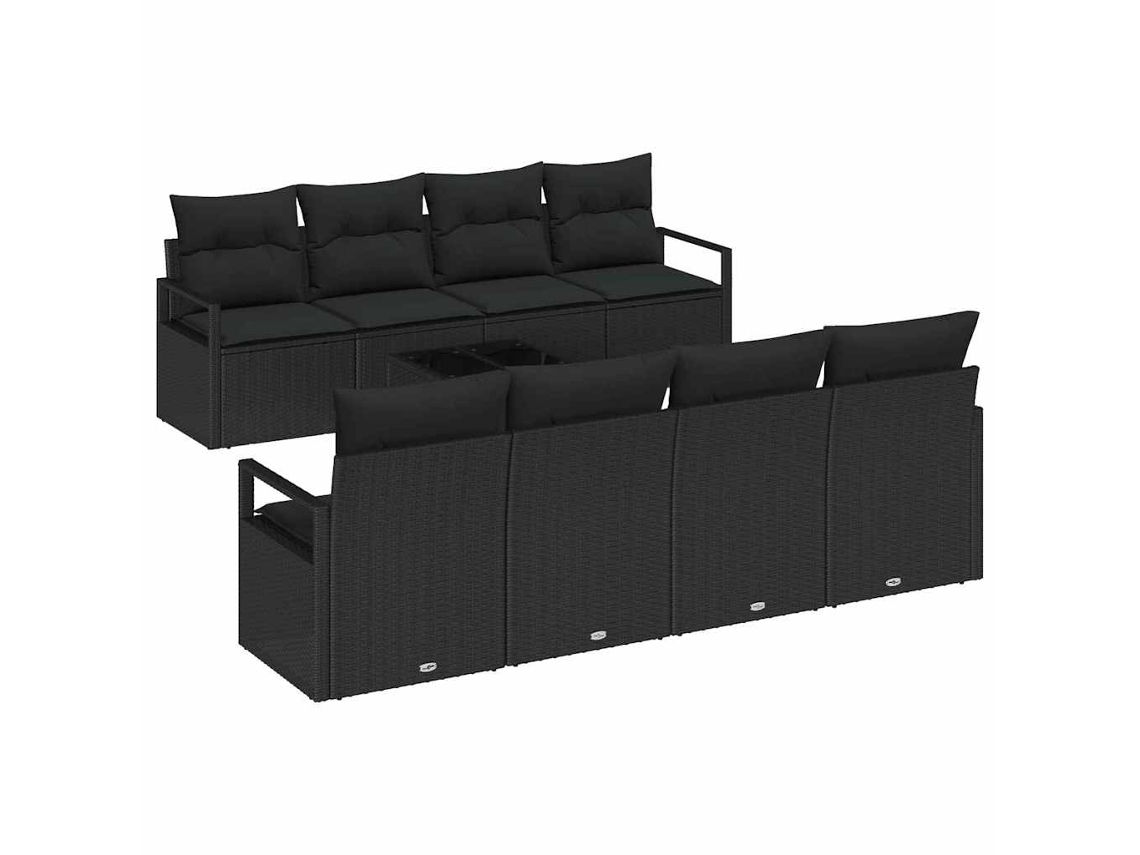 Maison Exclusive - Conjunto De Sofá De Jardim Com Almofada 9 Pcs Preto Vime Pe