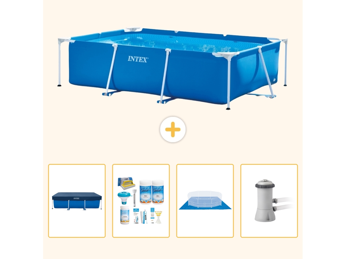 Intex Piscina Com Estrutura Retangular - 300x200x75 Cm - 5-peças S77