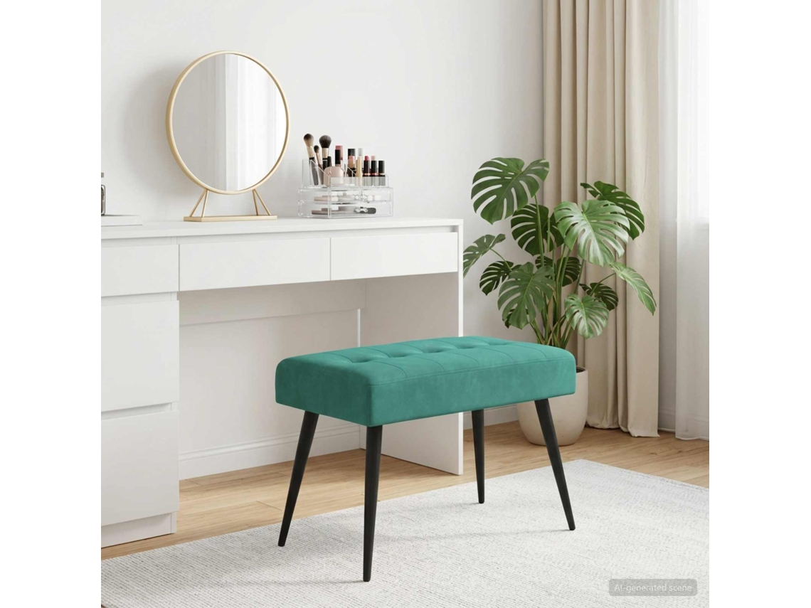 Vidaxl Banco Com Botões Estofados Turquesa 60 X 40 X 45 Cm Veludo