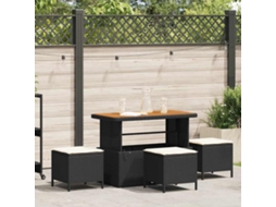 Vidaxl Conjunto De Jantar Para Jardim 4 Unid. Preto Vime Pe