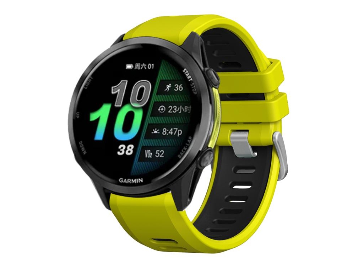 Bracelete para Garmin Forerunner 970 Silicone Bicolor Fivela de Aço Preta Preto limão XIAOMOYU