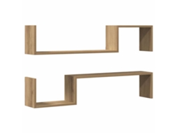 Conjunto de Prateleiras Parede 2pcs Derivados Madeira Carvalho Artisiano MAISON EXCLUSIVE (100x18x53 cm)