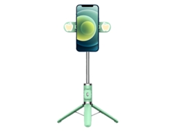 104cm Phone Tripod With Double Foldable Fill Light And Bluetooth Remote For Selfie Live Broadcast Green LAXISCREED