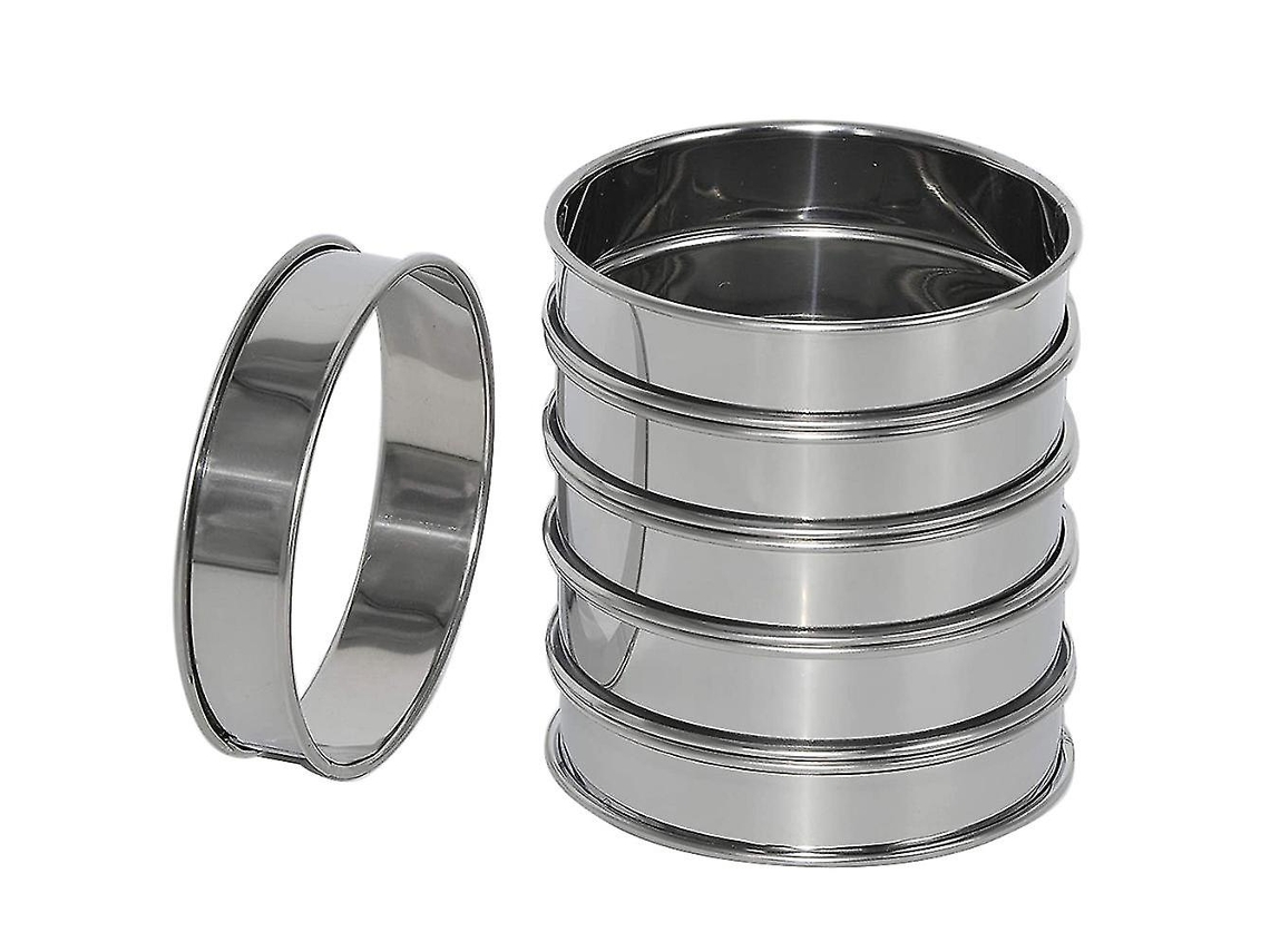 Conjunto De 6 Aros Para Muffin Inglês De 10 Cm(4 Polegadas), Aros De Aço Inoxidável Para Muffin, Aros Para Bolo, Redondos, Prateados