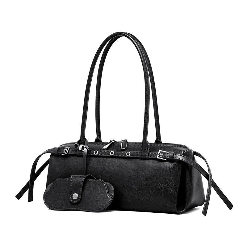 (3086-preto) Nova Bolsa Retangular Feminina, Bolsa De Ombro De Luxo De Grife, Bolsa De Couro Bovino De Alta Qualidade