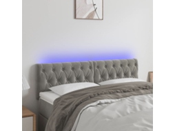 Cabecero con luces LED, terciopelo, 160x7x78/88 cm, gris claro