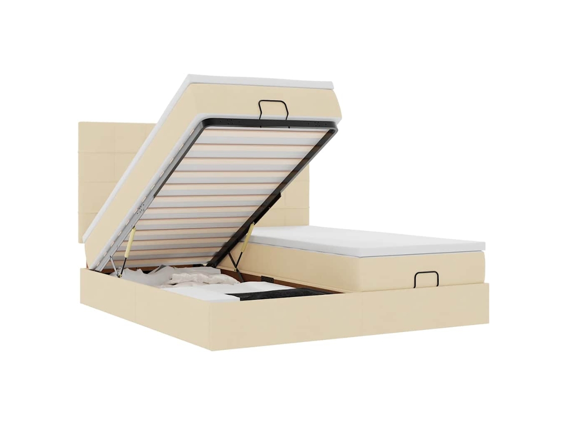 Cama otomana VIDAXL Creme Tecido (160x200 cm)