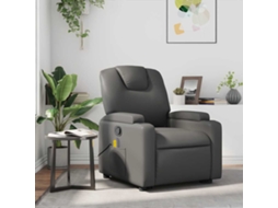 Vidaxl Poltrona De Massagens Reclinável Couro Artificial Cinzento