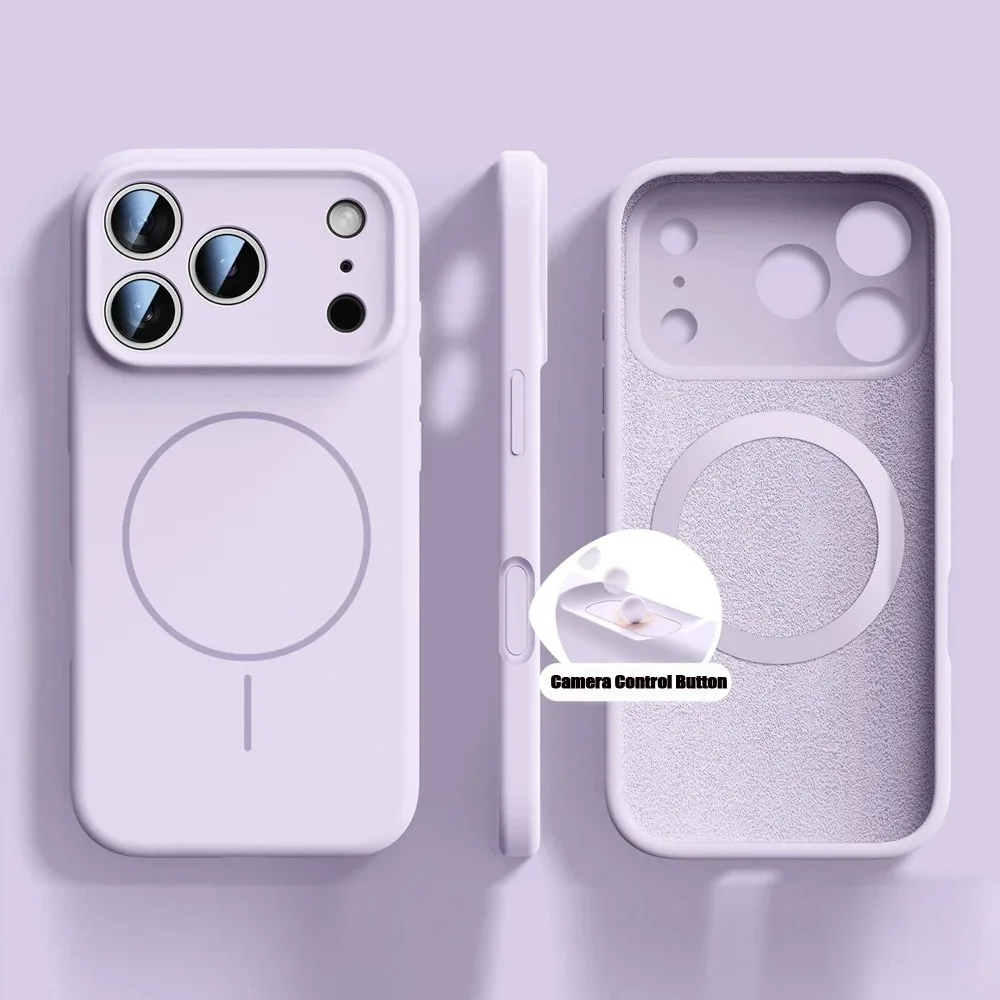 Capa Protetora Magnética De Silicone Líquido Para Iphone 13 Pro Max (roxa), Capa Macia Original.