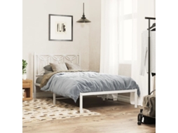 Vidaxl Estrutura De Cama Com Cabeceira 100x190 Cm Metal Branco
