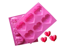 2 Moldes De Silicona Em Forma De Coração 3d Antiaderentes Reutilizáveis Para Confecção De Doces