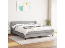 Vidaxl Cama Com Molas/colchão 160x200 Cm Tecido Cinzento-claro