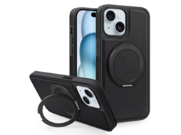 Suporte Casa Para Iphone 15 Pele Sintética Magnética Preto