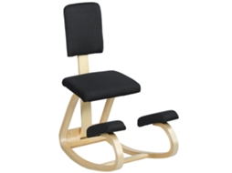 Banco de Balanço Ergonômico de Madeira com Encosto, para Ajoelhar, Ideal para Escritório em Casa, Preto. CHEZMOI