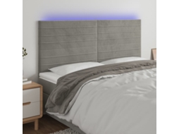 Cabecero de terciopelo con luces LED 180x5x118/128cm Gris Claro