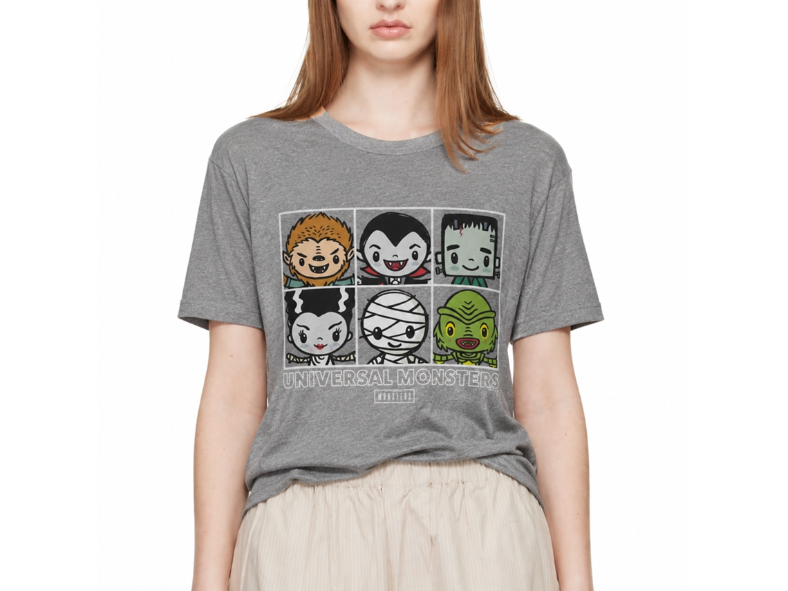 Rockinstone Universal Monsters Squares Graphite Heather T-shirt Size:xxxl