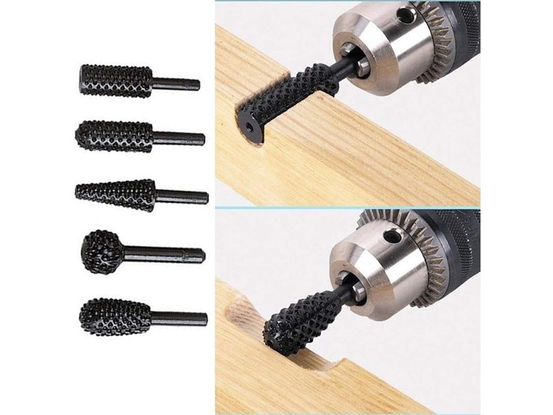 Conjunto de brocas rotativas de 6 mm (1/4") para furar, gravar e entalhar madeira e plástico.