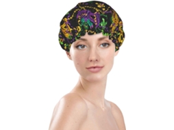 Touca De Banho Feminina, Reutilizável, Impermeável, Dupla Camada, Com Elástico, Ideal Para Cabelos Longos, Com Estampa