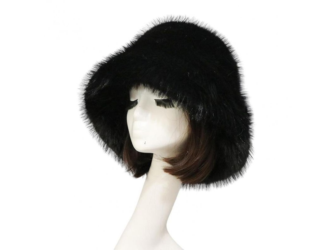 2026-sombrero Bucket Grande De Pelo Falso Suave Con Protección De Orejas Abrigo Invierno Para Mujer Negro