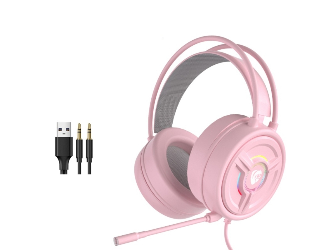 Auscultadores Gaming ZRUXE Psh 200 com Microfone e Fios 3.5mm Rosa