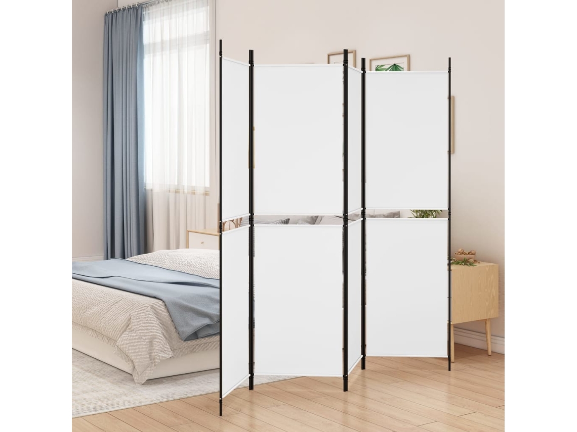 Vidaxl Biombo/divisória Com 4 Painéis 200x180 Cm Tecido Branco