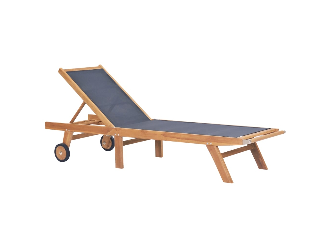 Maison Exclusive - Espreguiçadeiras Dobráveis C/ Rodas 2 Pcs Teca Maciça/textilene