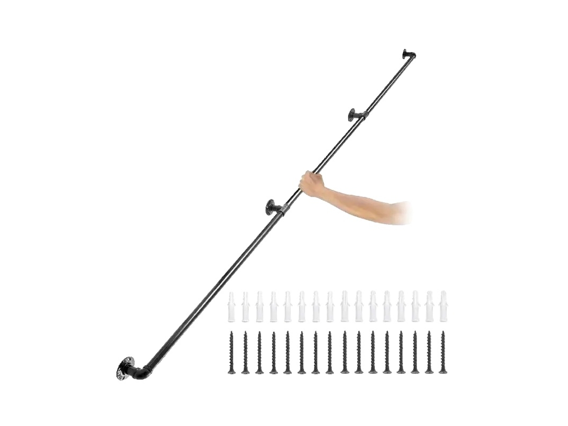 Corrimãos De Escada, Capacidade De Carga De 440 Lb, Comprimento De 9 Ft, Acabamento Preto Fosco, 9ft