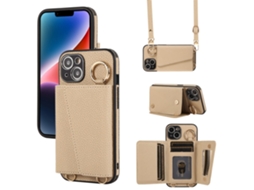 Capa Genuíno Pega Para Iphone 14 Pele Com Porta-cartões Laranja