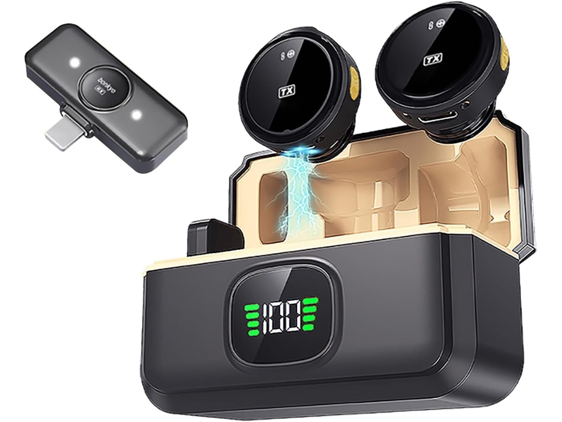 Microfone De Lapela Magnético Sem Fio, Cancelamento De Ruído Inteligente De 2,4 Ghz, Microfone Ajustável Em 360° (preto)