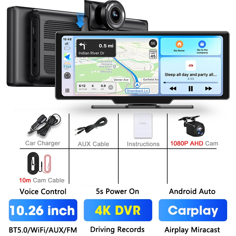 (câmera Traseira Dvr-10m) Sistema Multimídia Integrado De 10,26 Polegadas, Carplay Sem Fio 4k