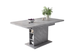 Mesa De Jantar Extensível Com Armazenamento, Mesa Retangular Moderna Em Ferro, Mesa Multifuncional Com Design Em Concreto.