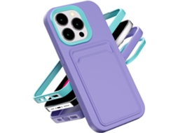 Capa Compatível Com Apple Iphone 14, De Tpu Macia Com Porta-cartão De Crédito Roxa
