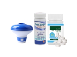 Conjunto De Comprimidos Efervescentes Para Piscina Com Dispenser Flutuante E Tiras De Teste De Ph