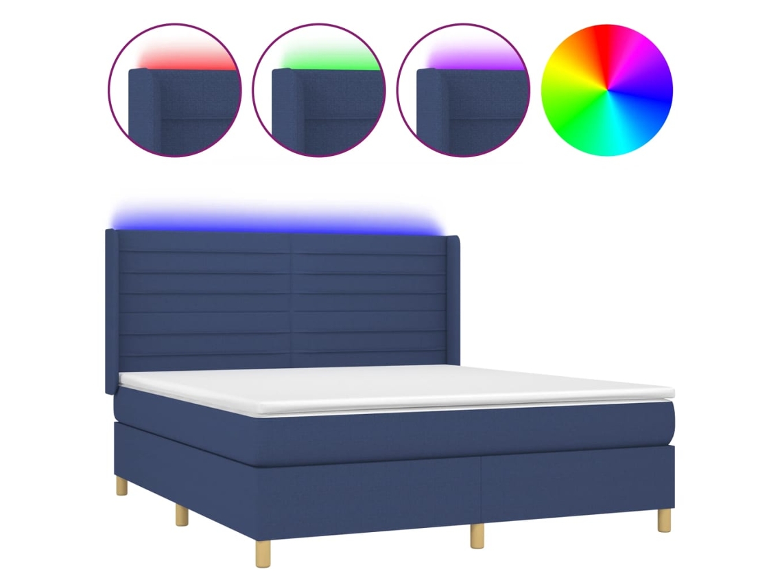 Box Spring Bed, Box Spring Beds Vidaxl Azul Tecido (160 X 200 Cm)