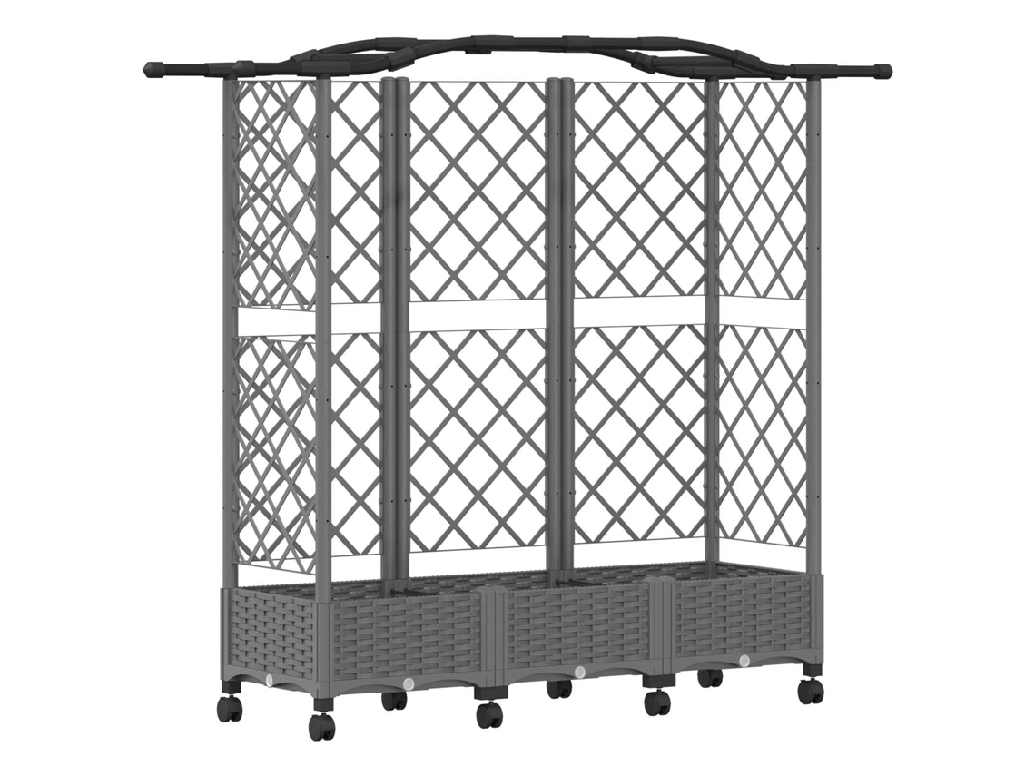 Conjunto 1 Canteiro De Jardim Elevado Vidaxl Cinzento-claro Polipropileno (163 X 40 X 129 Cm)