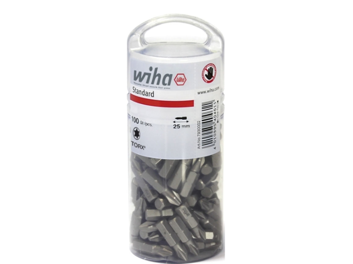 Conjunto De Brocas Padrão WIHA 25 Mm Torx® (T20) 50 Unid., 1/4" Em Pacote Grande (08067)