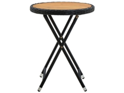 Maison Exclusive - Mesa De Chá 60 Cm Vime Pe E Madeira De Acácia Maciça Preto