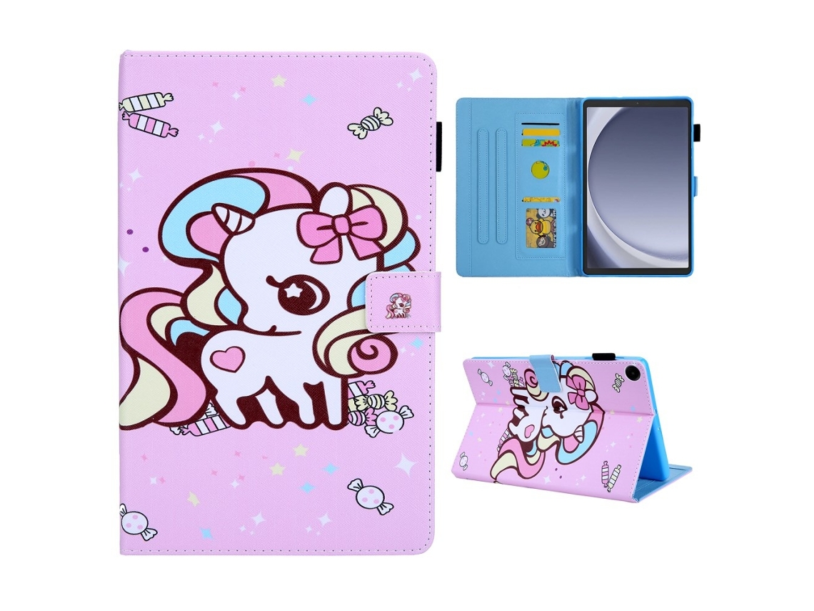 Capa dupla com porta-cartões para Samsung Galaxy Tab A9, Candy Horse