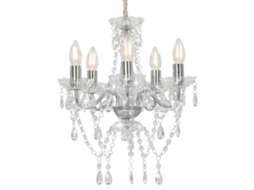 Vidaxl Lustre Com Contas De Cristal Redondo Prateado 5 X E14
